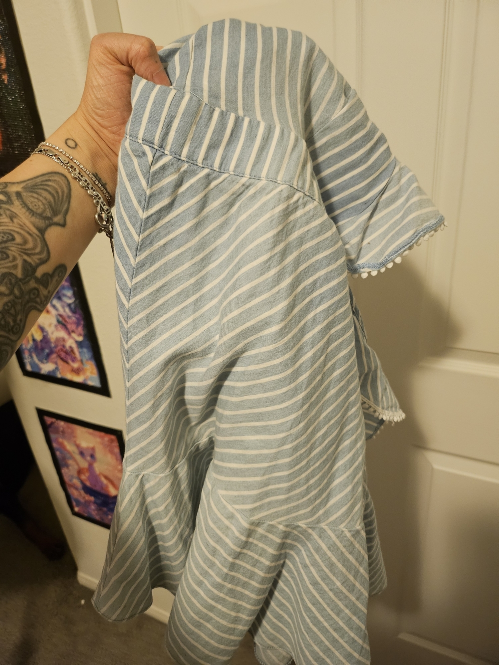 Forever 21 Blue and White Striped Ruffle Dress - Picture 5 of 5